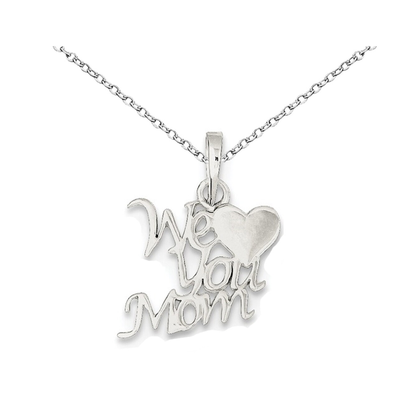Gem And Harmony We Love You Mom Pendant Necklace in Sterling Silver